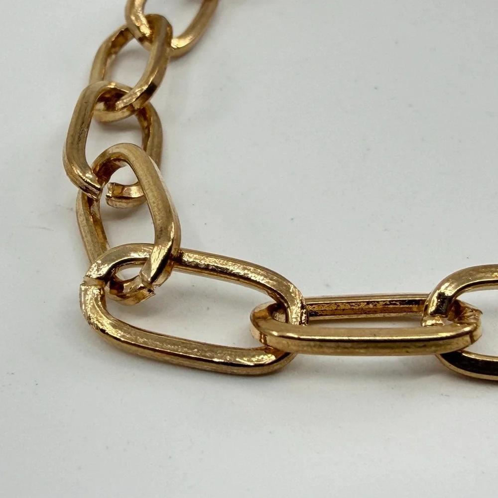 Gold Tone Chunky Link Bracelet Layering Boho Chic Minimalist Y2K Accessory Gift